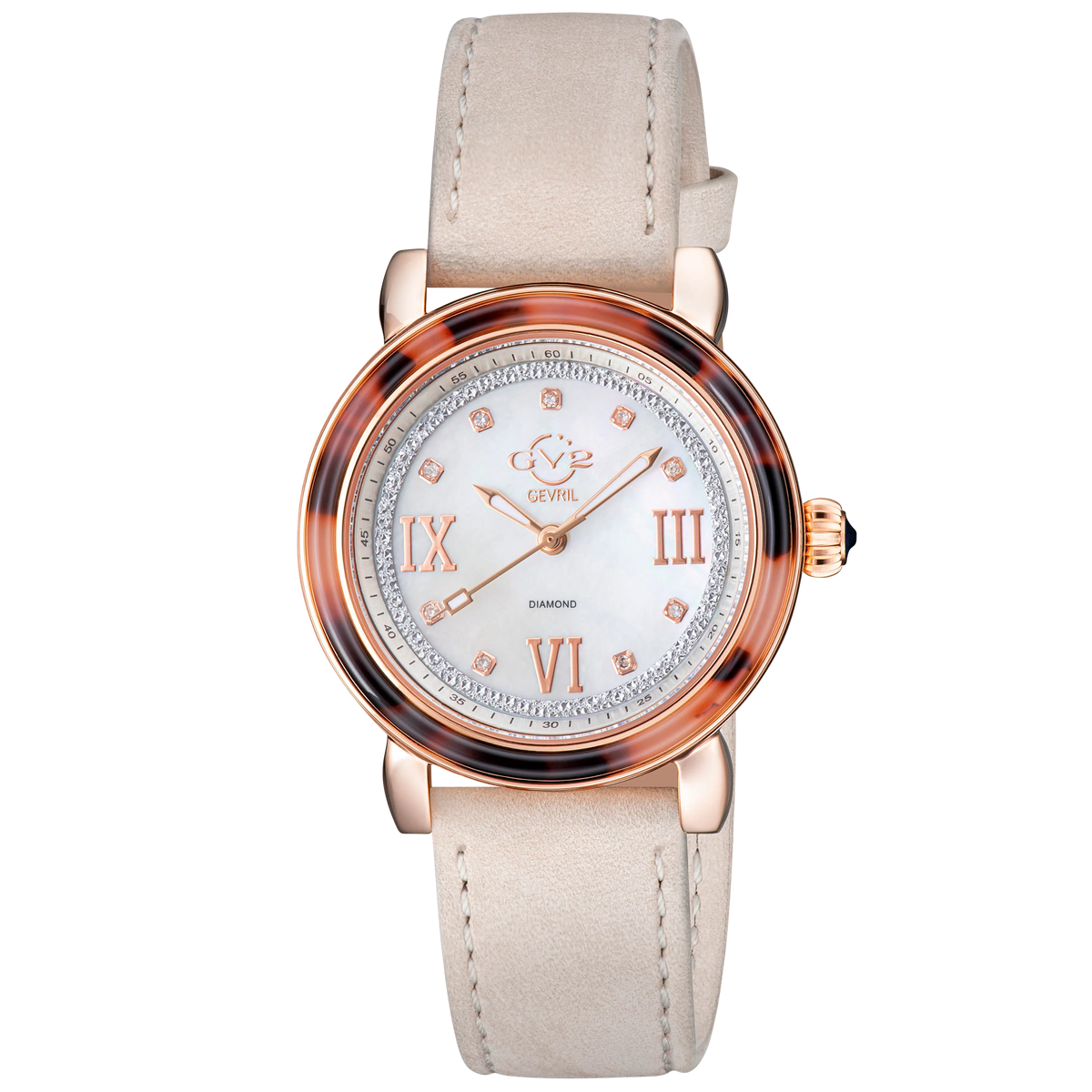 Gevril Watch - GV2 Marsala Tortoise Diamond/9853